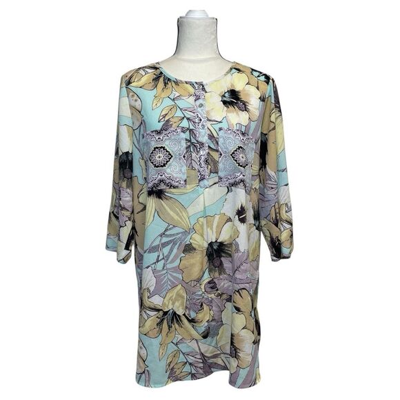 Fig and Flower Anthropologie Tunic Floral Dress Size Large - Picture 1 of 11